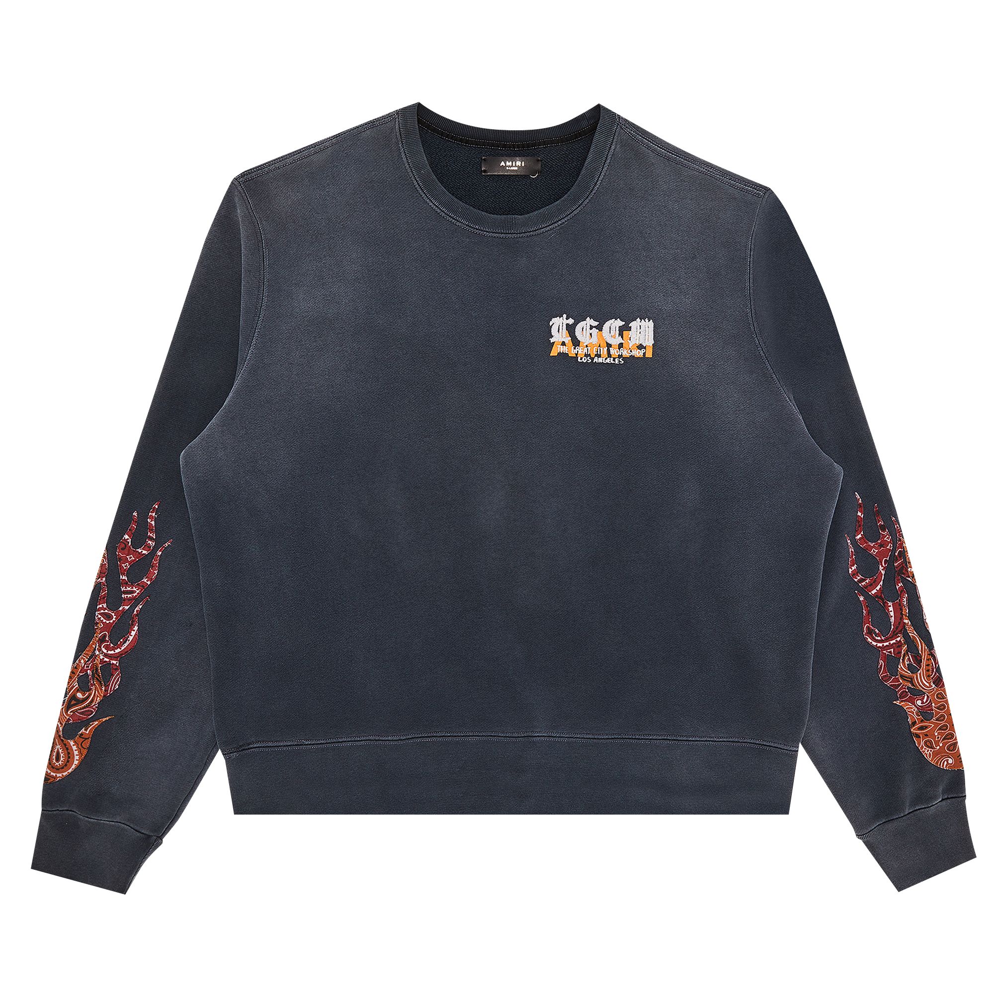Pre-owned Amiri T.g.c.w. Flames Crew 'black' | Men's Size M