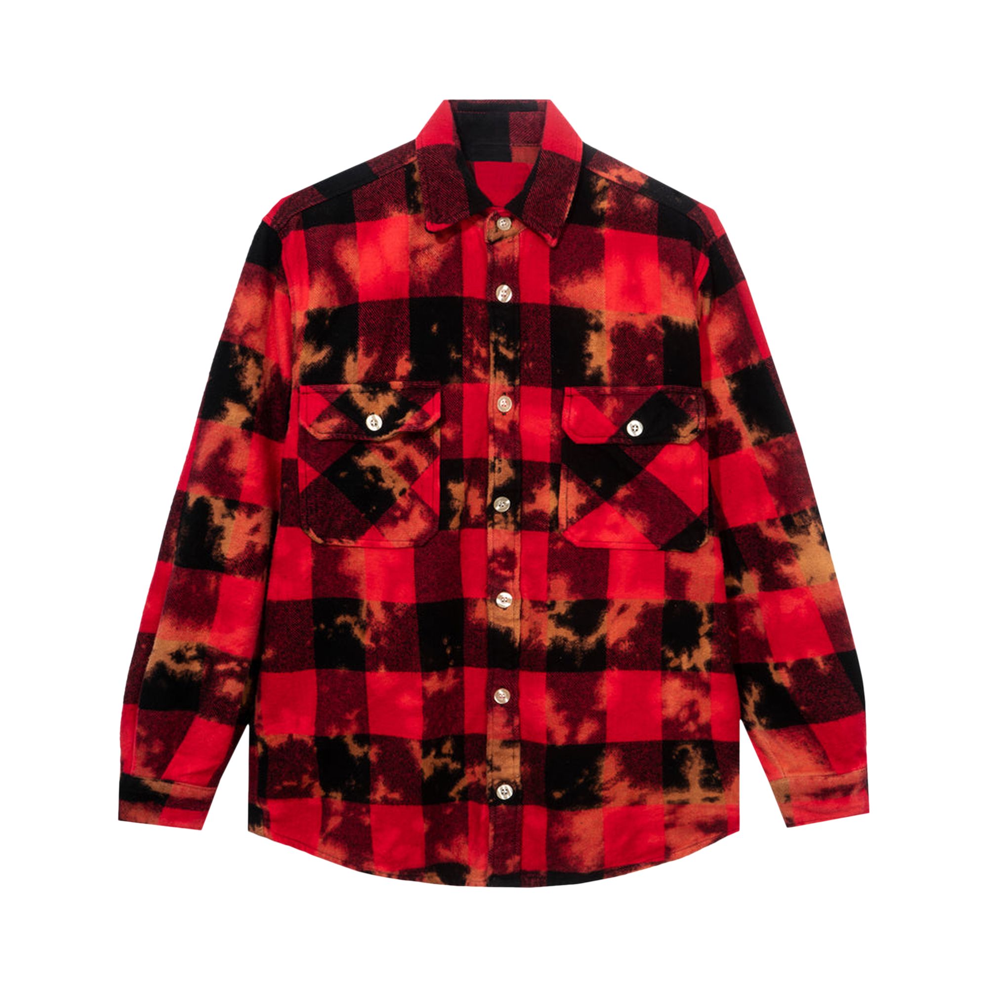 Anti Social Social Club Chromey Tie Dye Flannel 'Red' | Men's Size S
