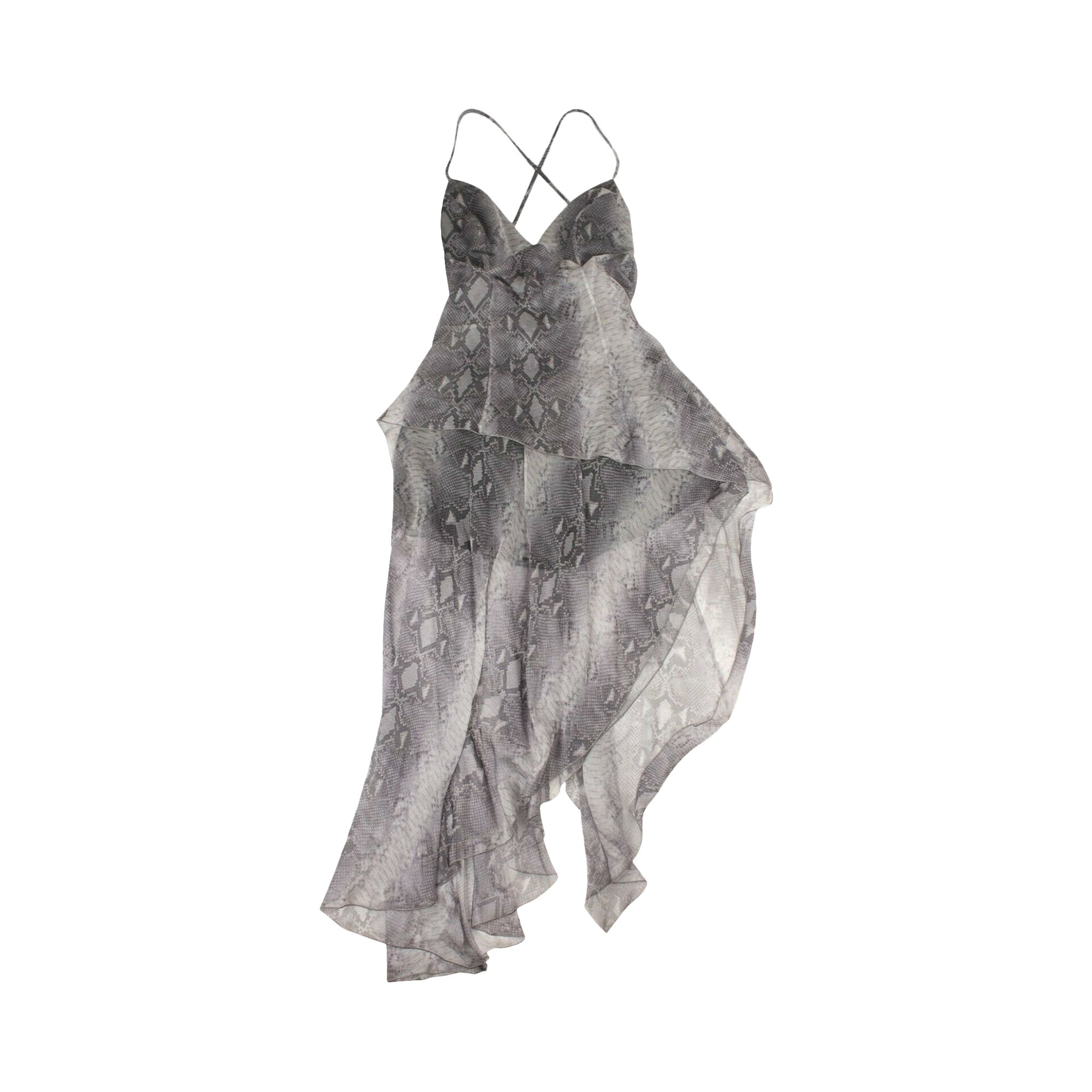 Amiri Silk Snake Print Long Dress 'Grey' | Women's Size 46