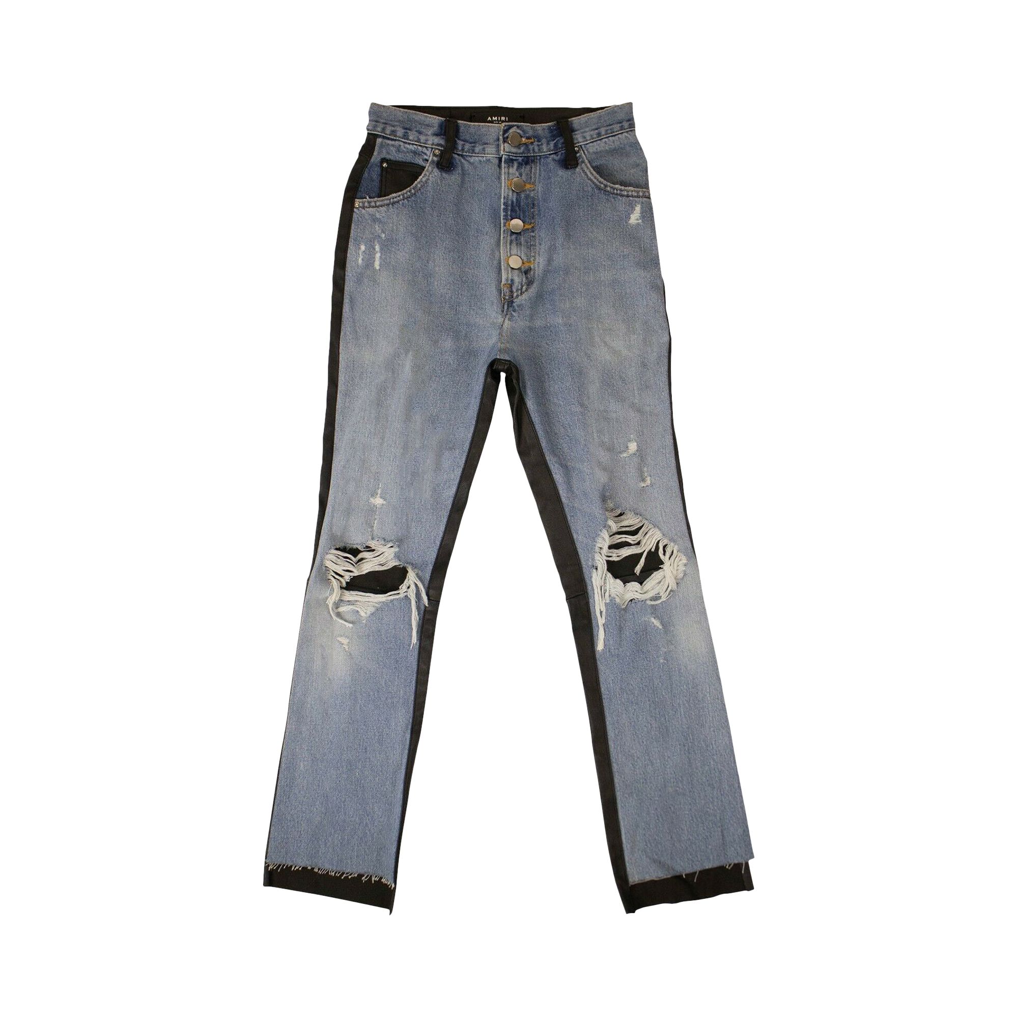 Amiri Denim Leather Pants 'Blue' | Women's Size 24