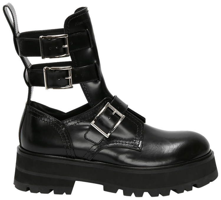 Alexander McQueen Wmns Rave Buckle Boot Black