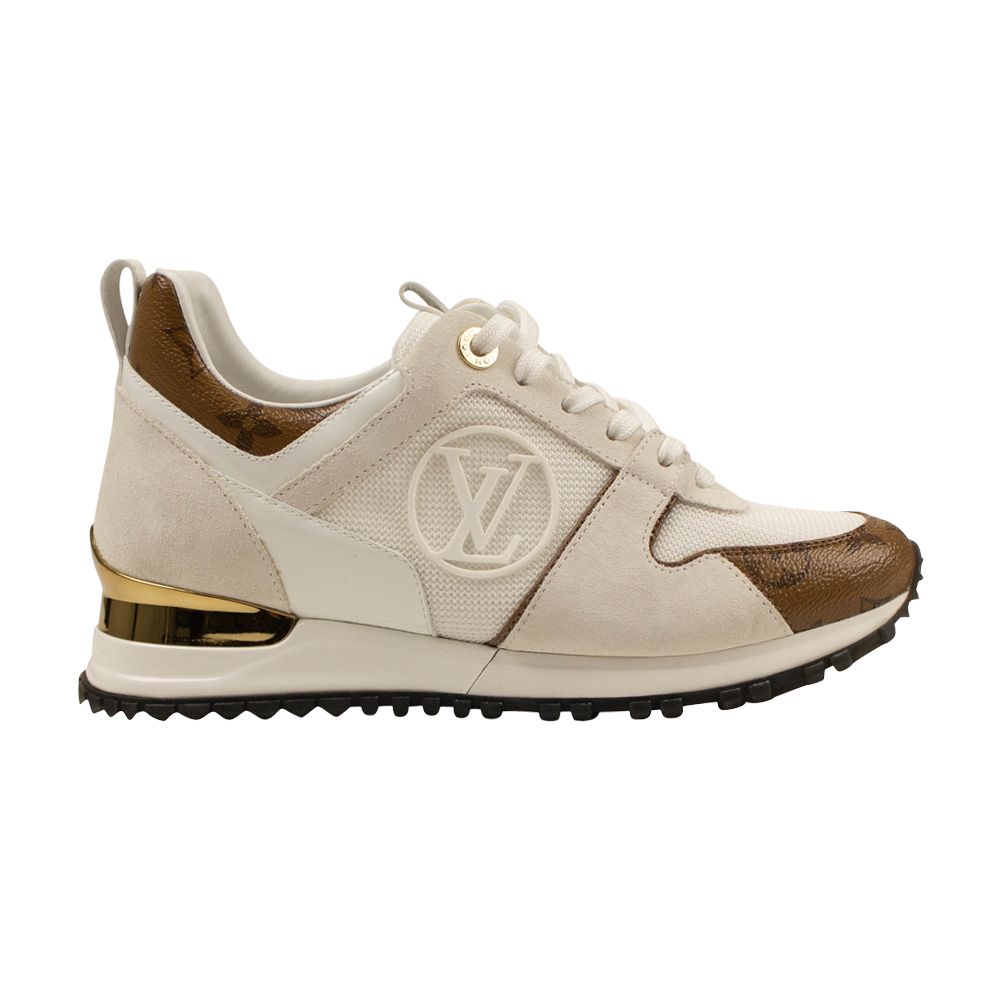 Louis Vuitton White Leather & Brown Monogram Coated Canvas Run