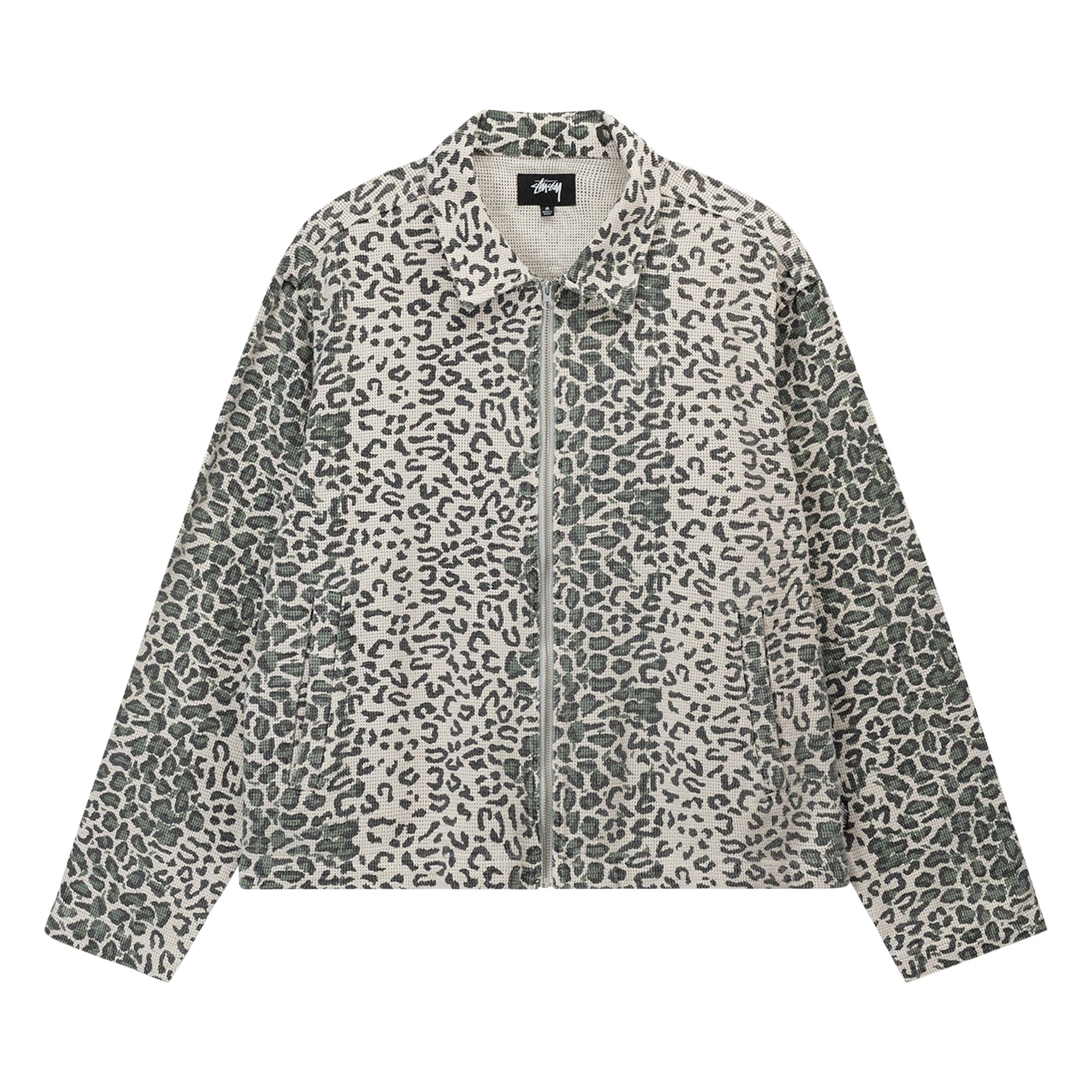Pre-owned Stussy Leopard Mesh Zip Jacket 'bone' | Cream | Men's Size S