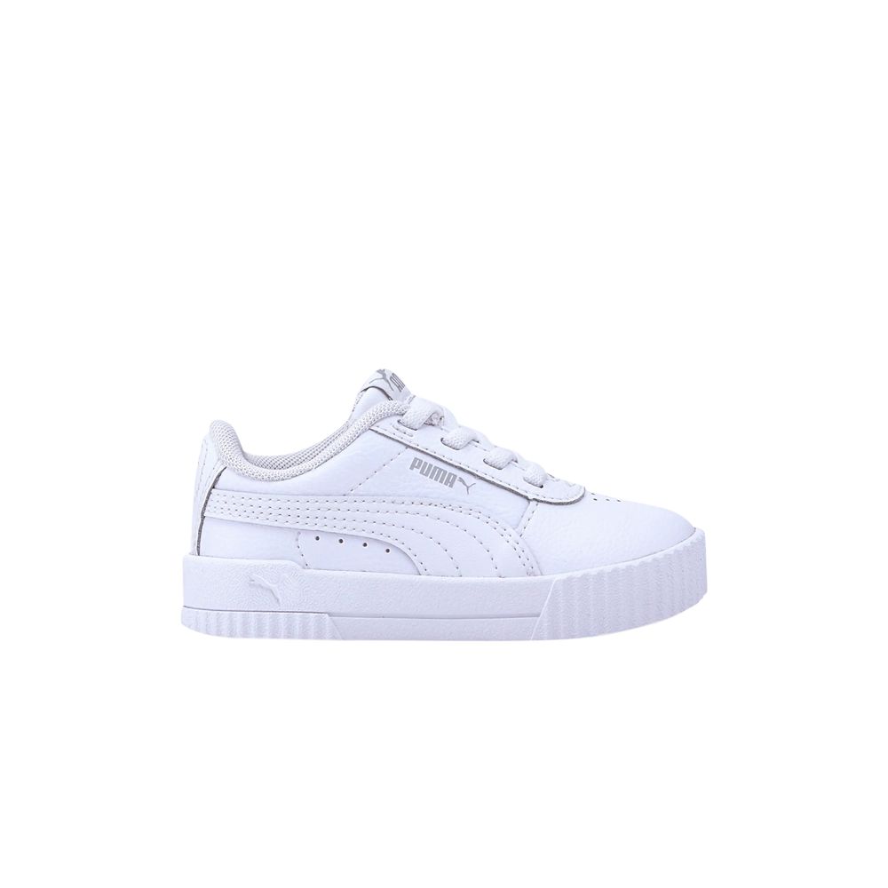 Pre-owned Puma Carina Leather Infant 'white Grey Violet' | Infant Size 10