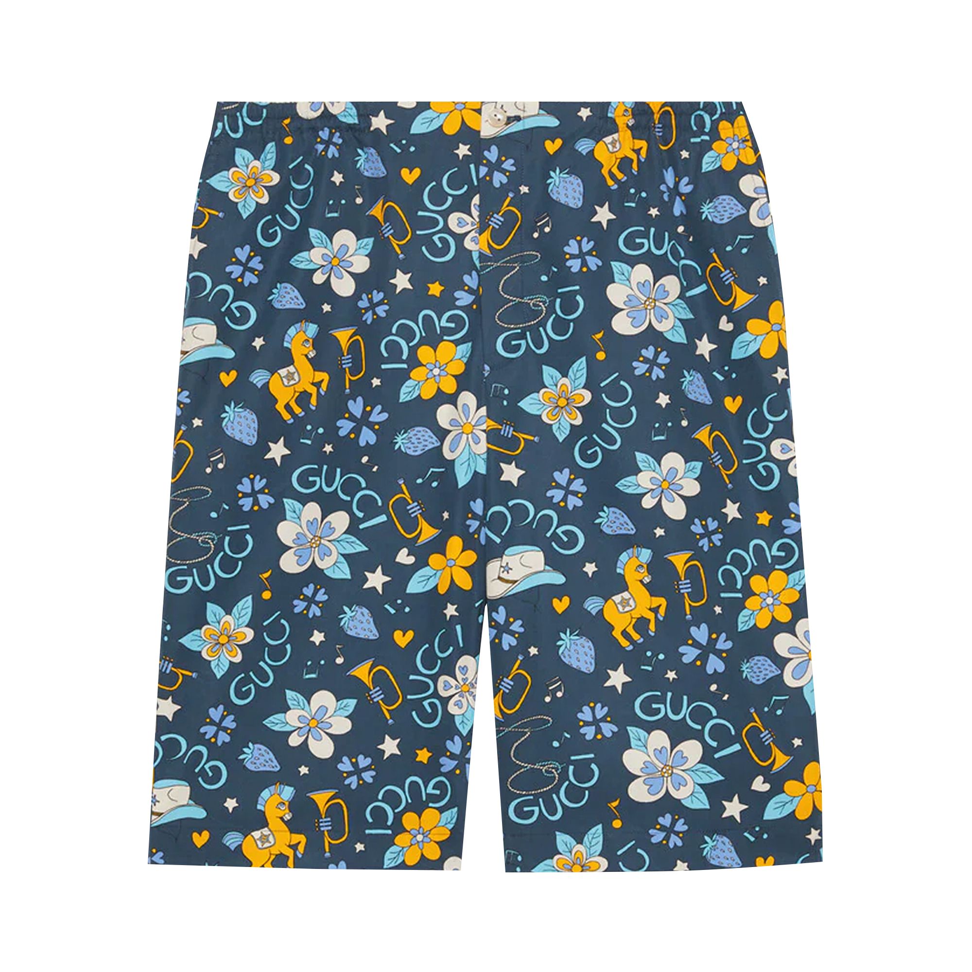 Pre-owned Gucci Flower And Pony Shorts 'blue' | Men's Size 50