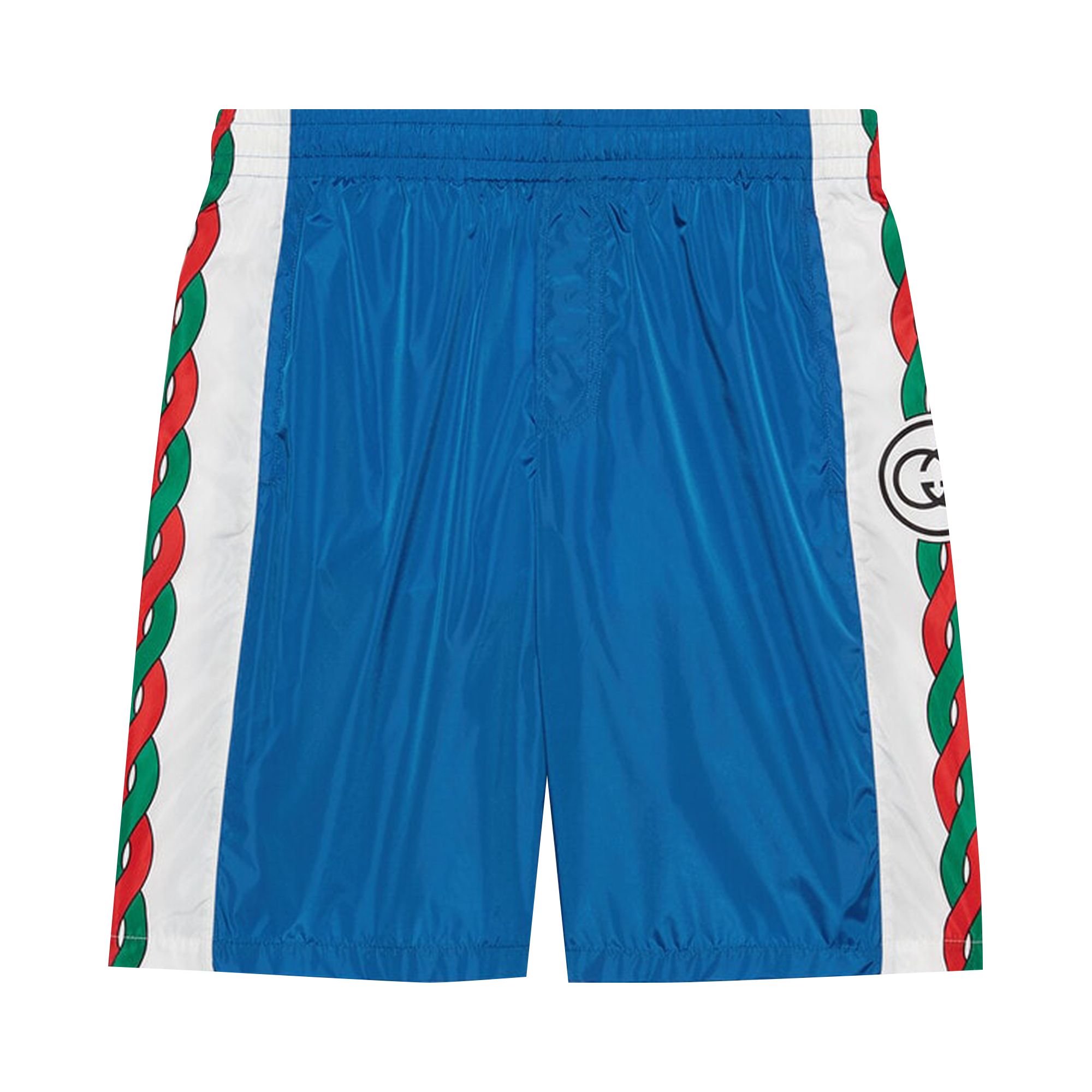 Pre-owned Gucci Waterproof Nylon Shorts With Interlocking G 'blue' | Men's Size 46