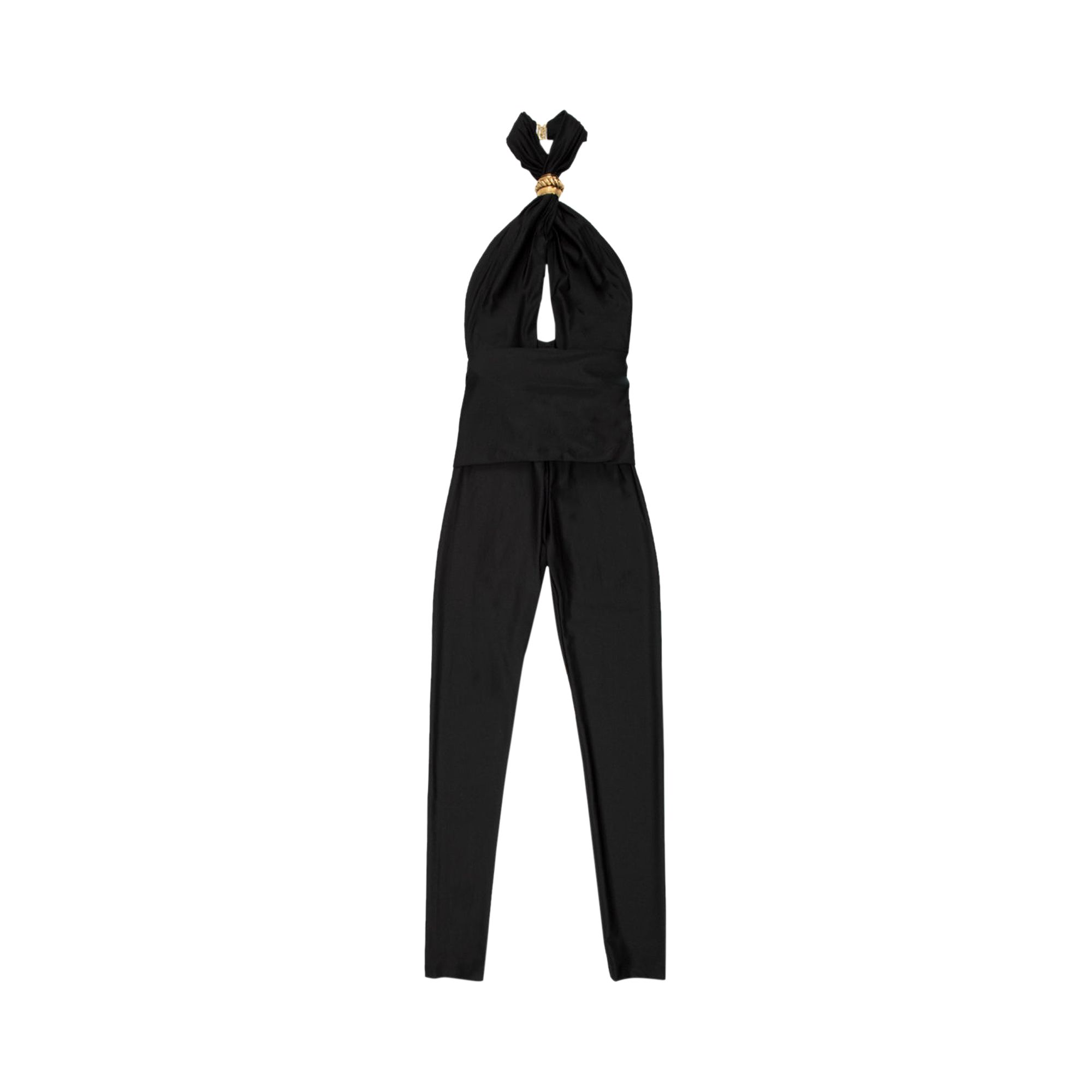 Pre-owned Saint Laurent Jeweled Halter Jumpsuit 'black' | Women's Size 1