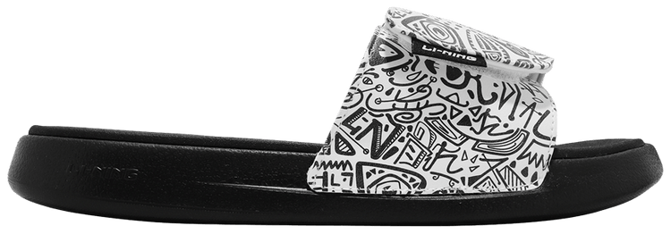 Li Ning LN Slipper White Black Graffiti