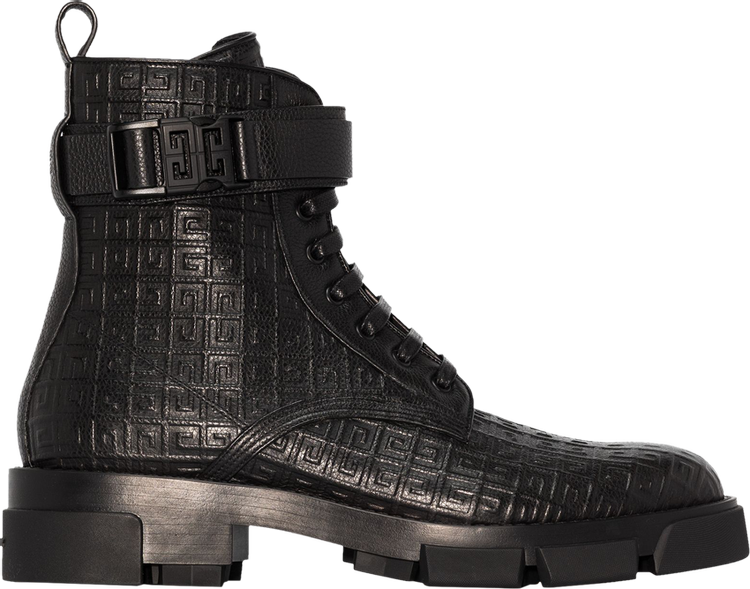 Givenchy Terra Lace-Up Combat Boot '4G Buckle - Black'