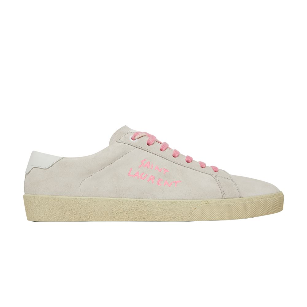 Pre-owned Saint Laurent Sl-06 Signature Court Suede 'white Pink' | Men's Size 43