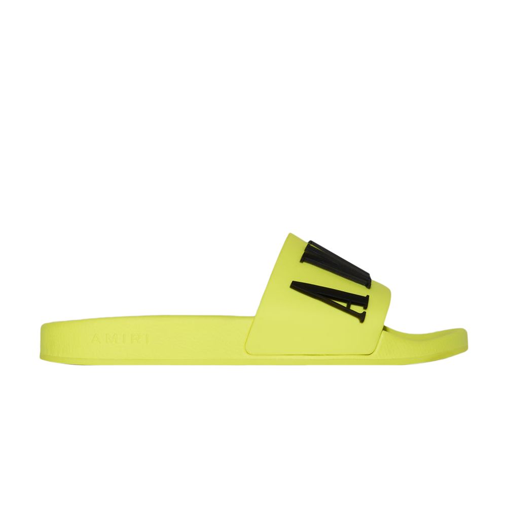 Pre-owned Amiri Rubber Classic Logo Pool Slide 'volt' | Green | Men's Size 40