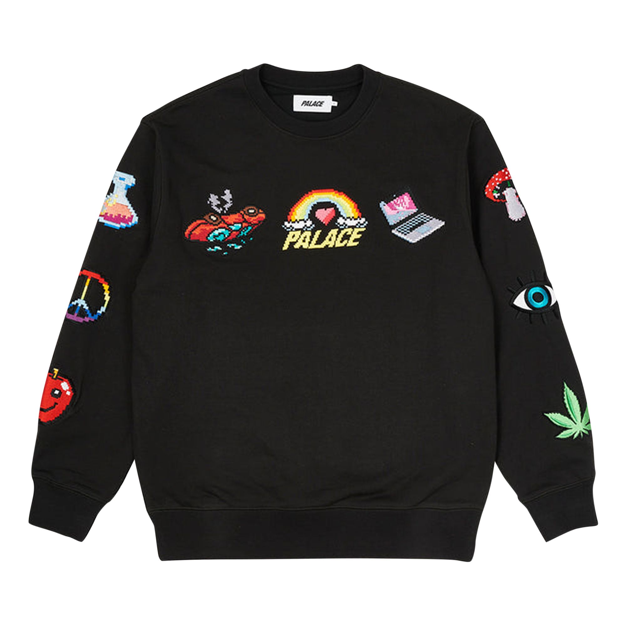 Palace Mixed Media Bitmap Crew 'Black' | Men's Size L