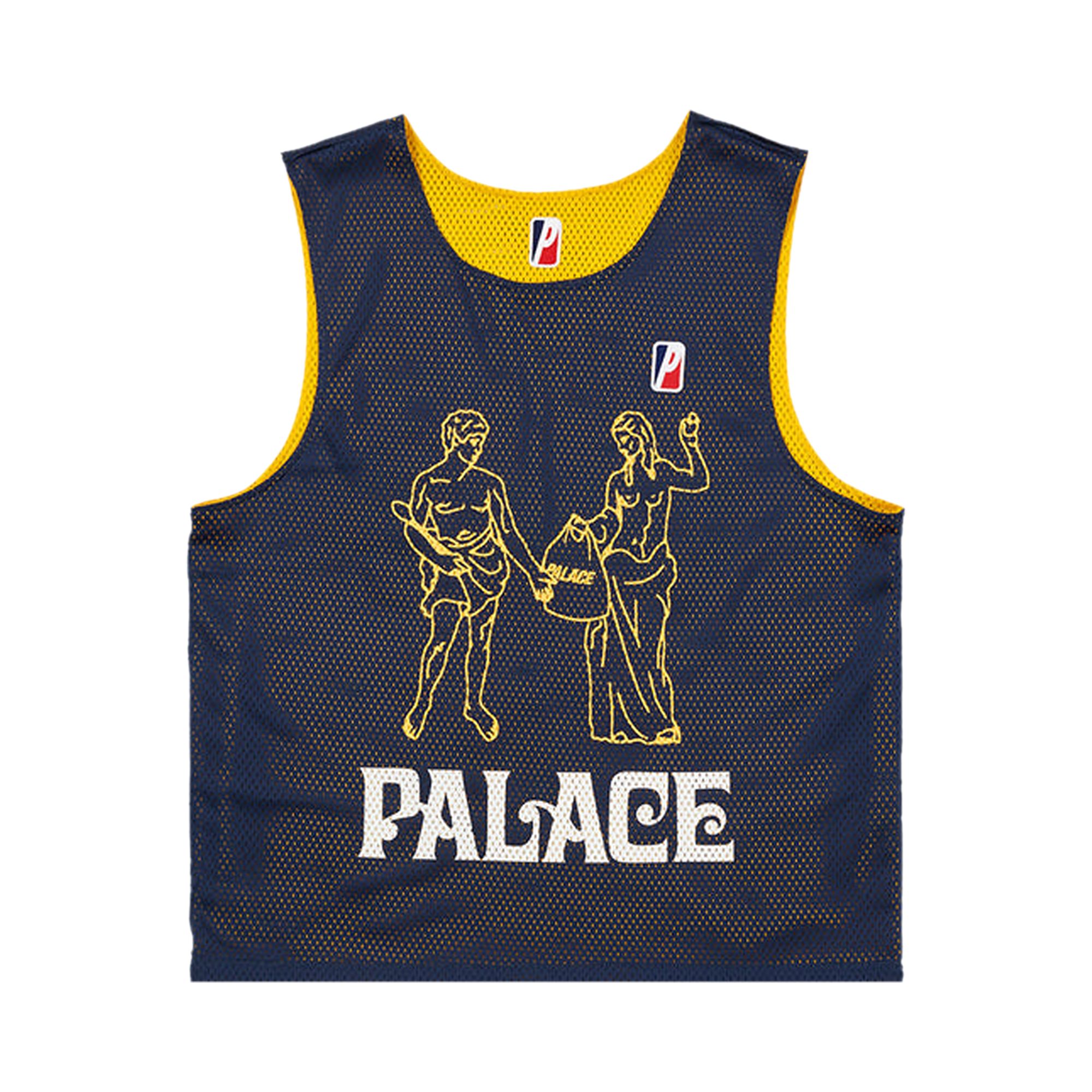 Pre-owned Palace Mesh Practice Vest 'navy/yellow' In Blue