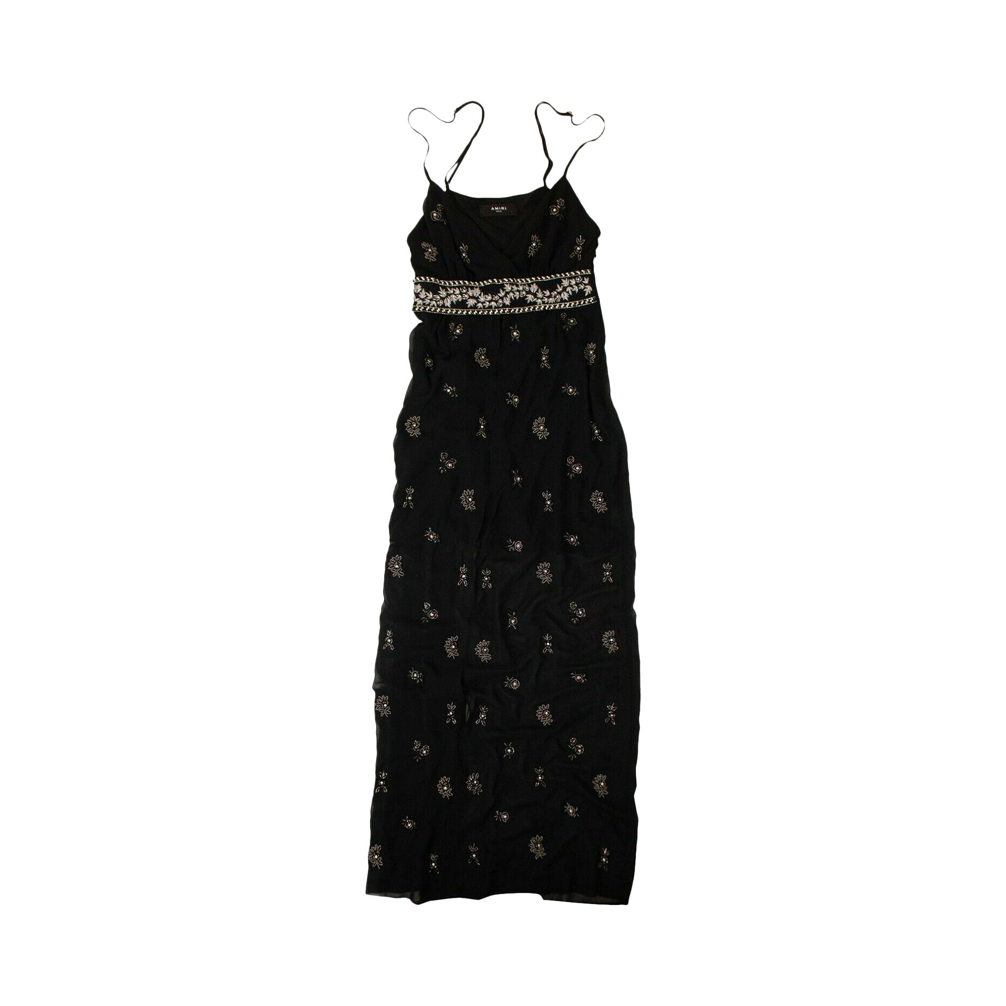 Amiri Embellished Silk Chiffon Midi Dress 'Black' | Women's Size 40