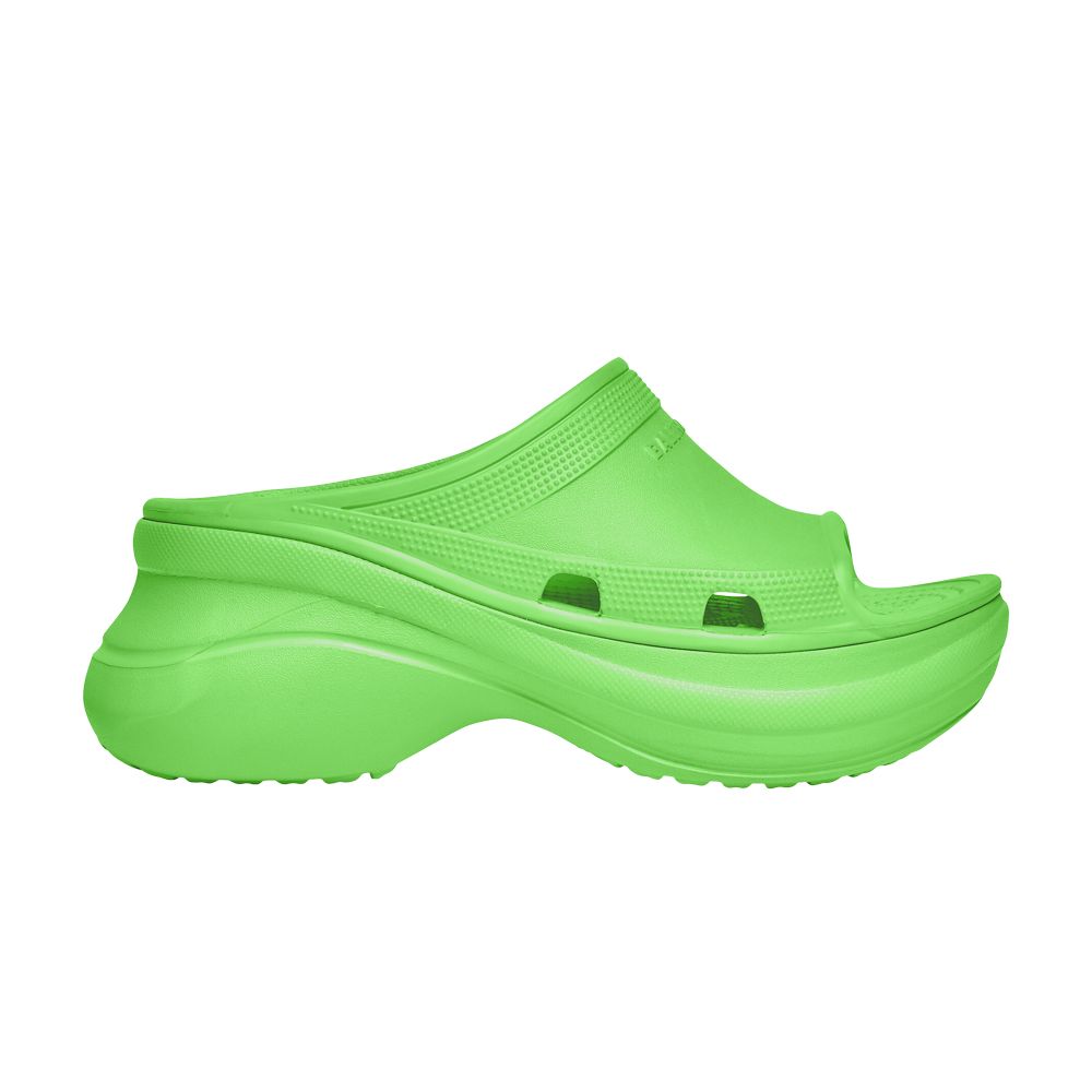 Pre-owned Balenciaga Crocs X Wmns Pool Slide Sandal 'neon Green' | Women's Size 38