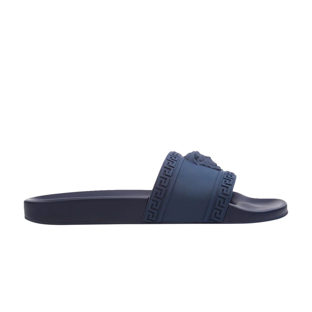 Pre-owned Versace Palazzo Medusa Pool Slide 'dark Blue' | Men's Size 40