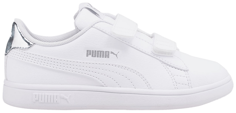 Puma Smash v2 Little Kid Mirror Metallic   White Silver