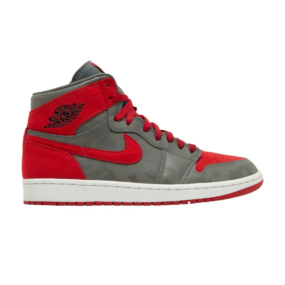 Air Jordan 1 Retro High Premium 'Red Camo' | Grey | Men's Size 10.5