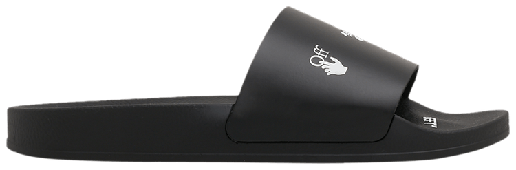 Off White Logo Print Slide Drowning Man   Black