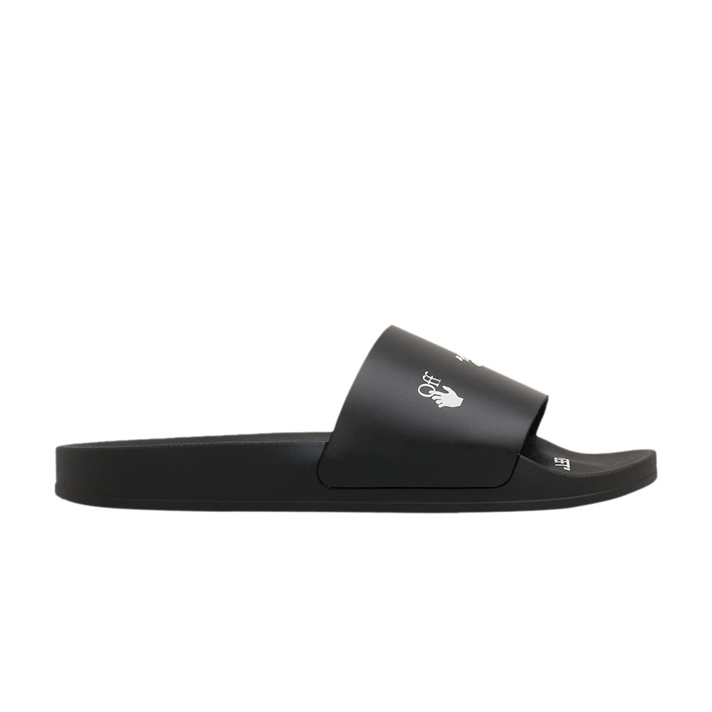 Pre-owned Off-white Logo Print Slide 'drowning Man - Black' | Men's Size 38