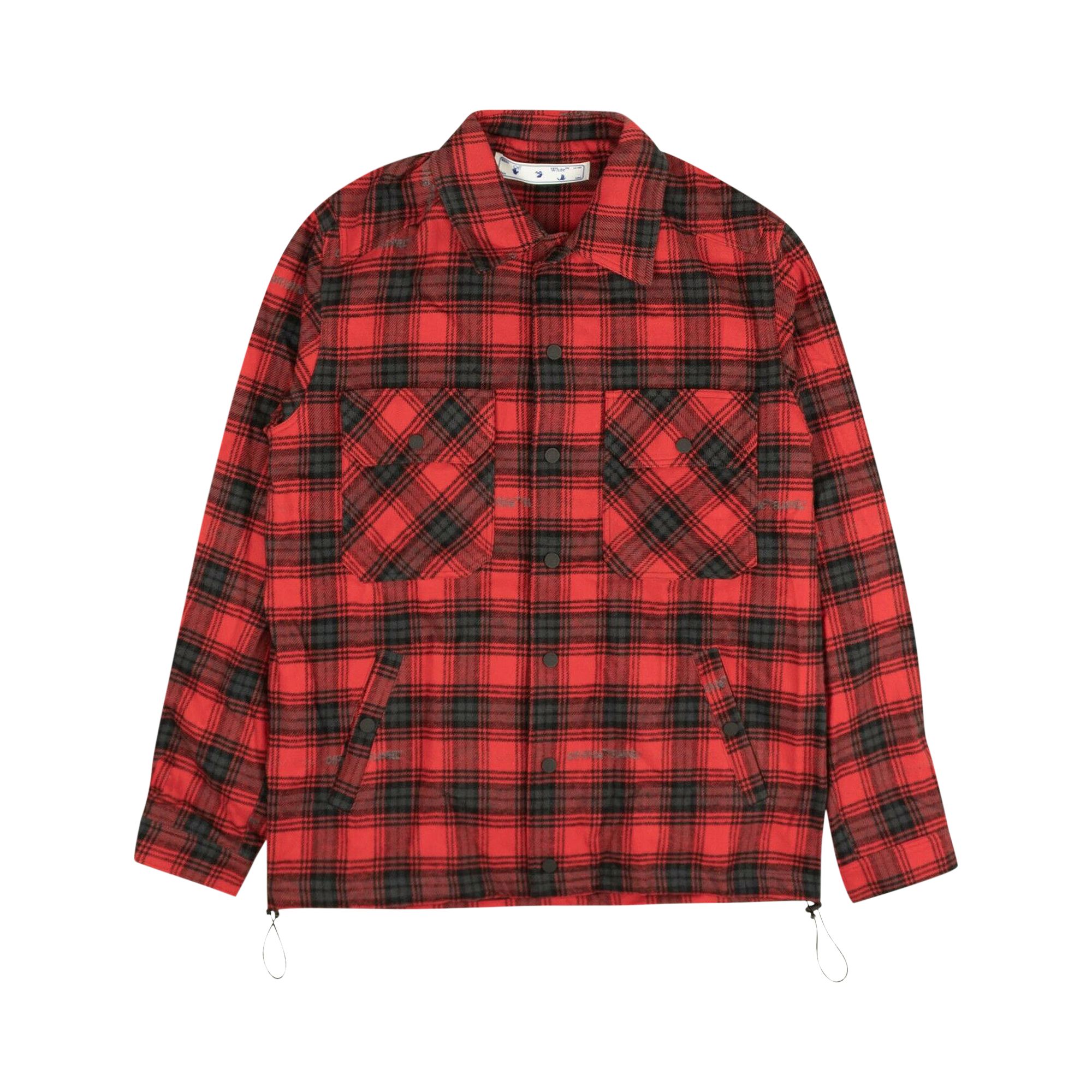 Off-White Stencil Check Coach Jacket 'Red' | Men's Size M