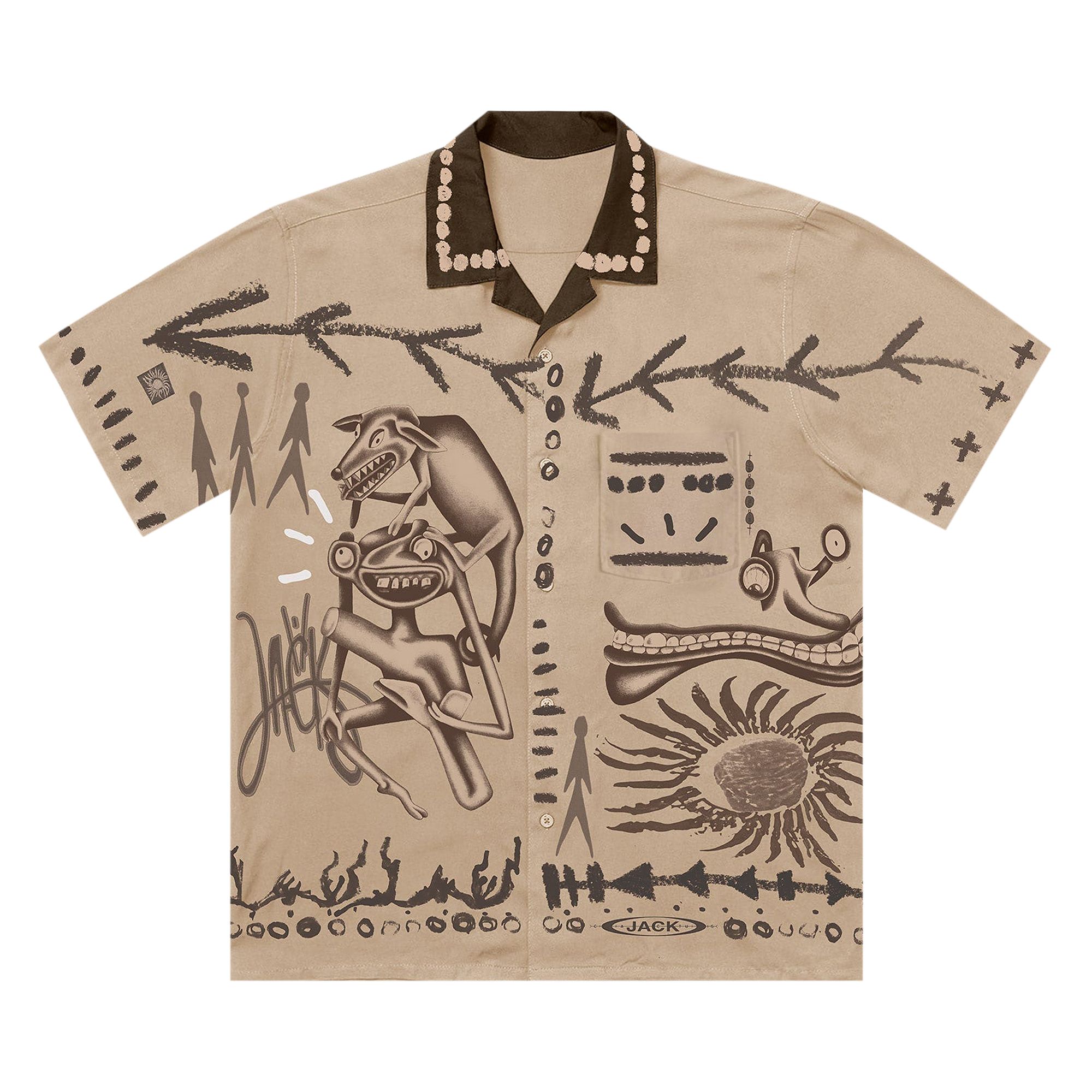Cactus Jack by Travis Scott Painter's Button Up Shirt 'Off White' | Cream | Men's Size 2XL