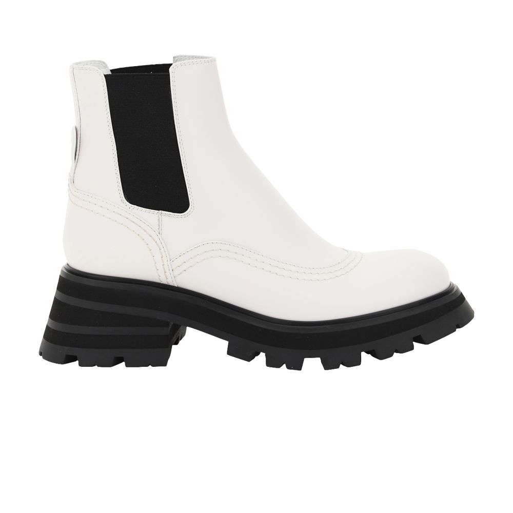 Pre-owned Alexander Mcqueen Wmns Wander Chelsea Boot 'new Ivory Black' | White | Women's Siz