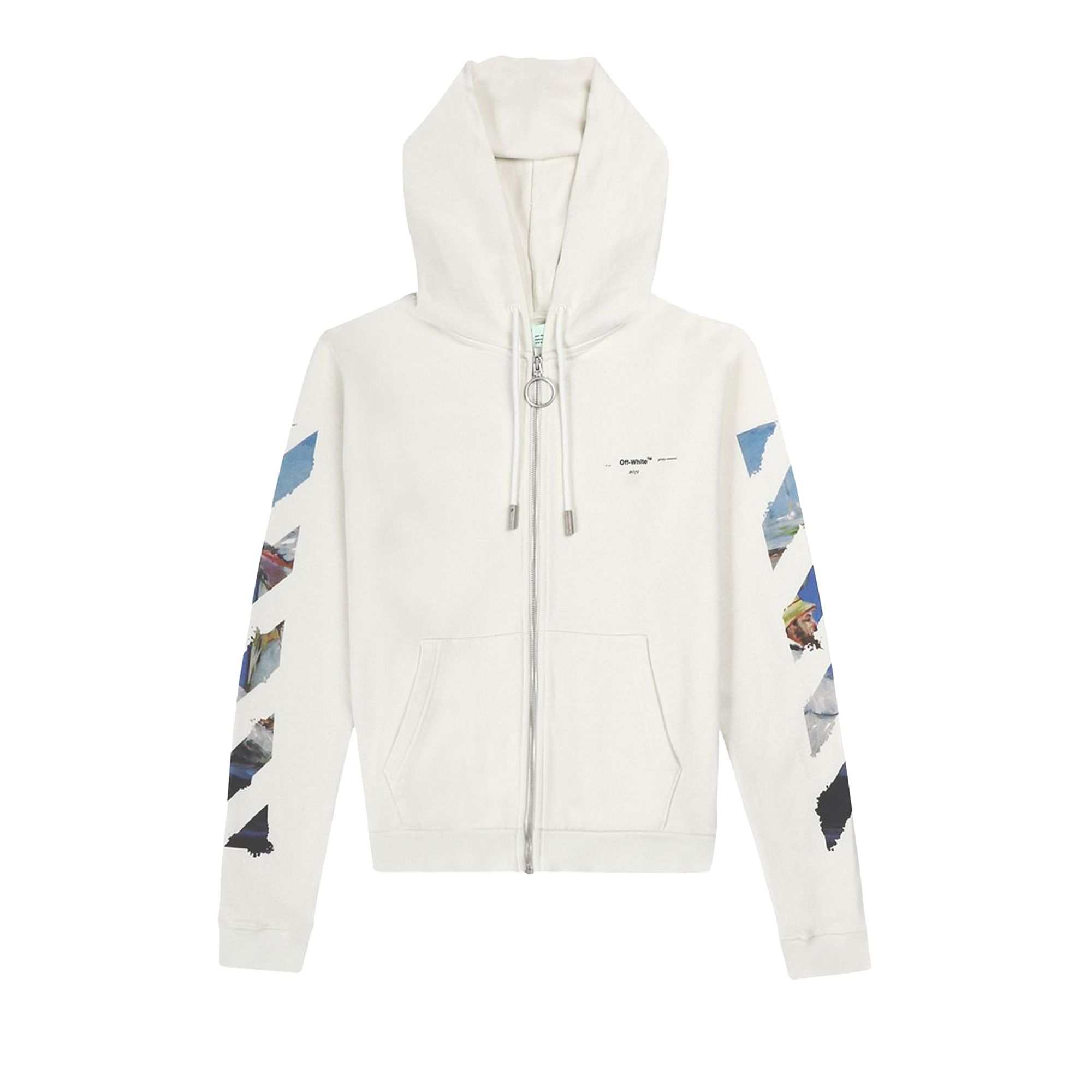 Off-White Diag Multicolour Zipped Hoodie 'White' | Men's Size XL