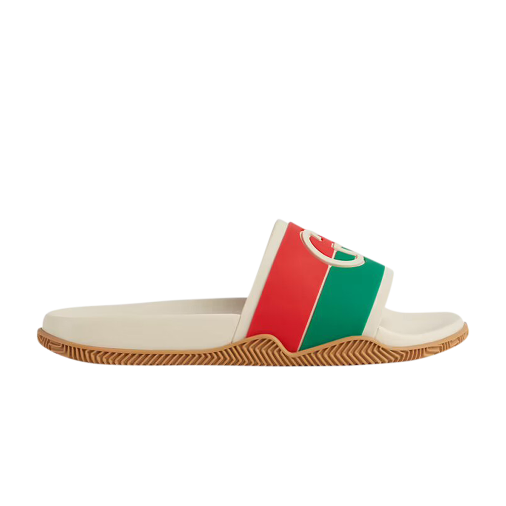 Pre-owned Gucci Wmns Slide 'interlocking G - White Red Green'