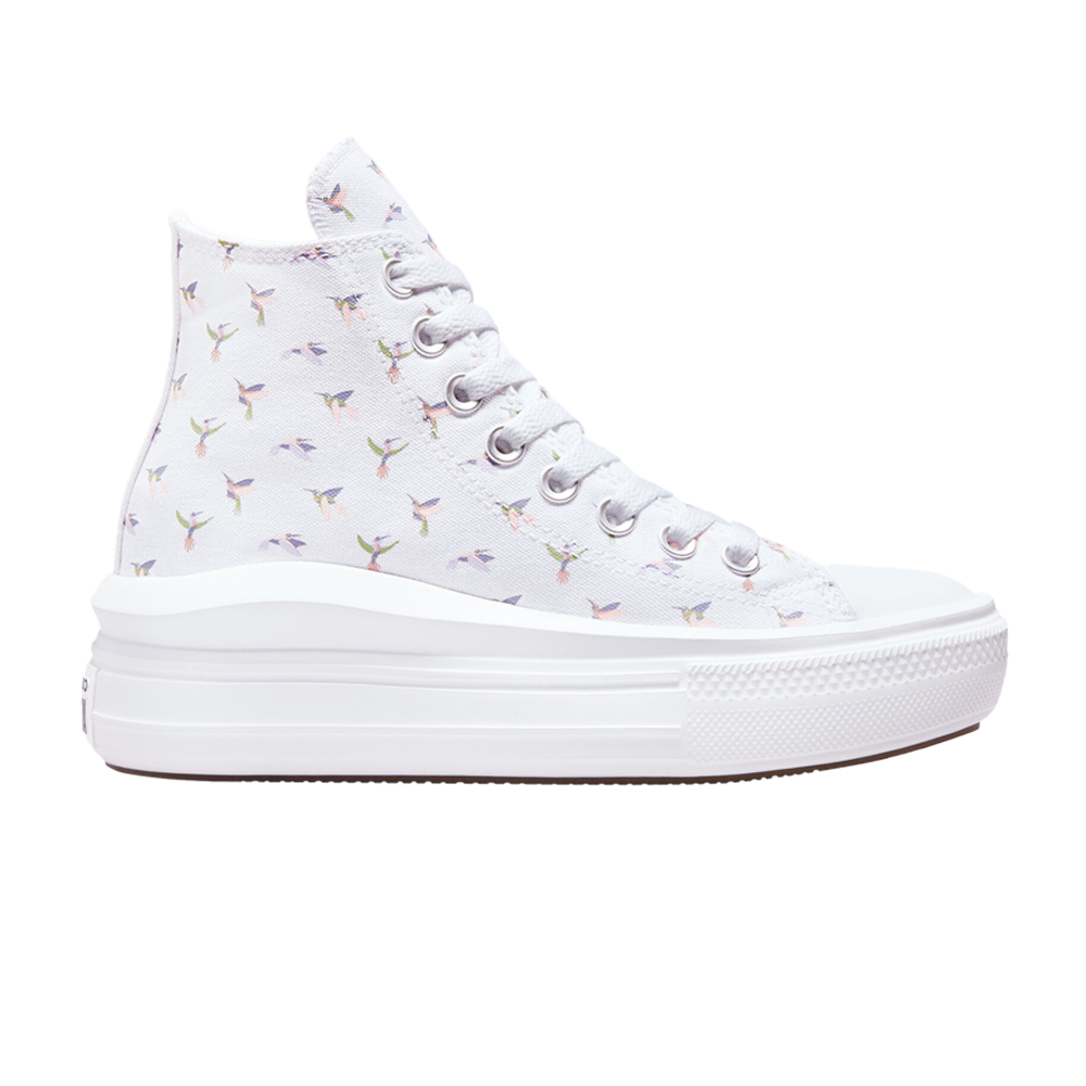 Pre-owned Converse Chuck Taylor All Star Move Platform High 'hummingbirds' In White