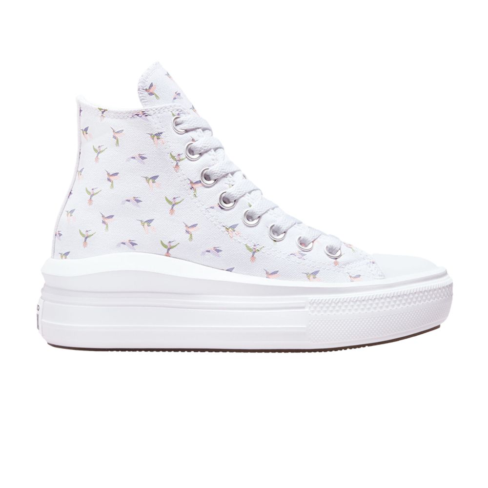 Pre-owned Converse Chuck Taylor All Star Move Platform High 'hummingbirds' In White