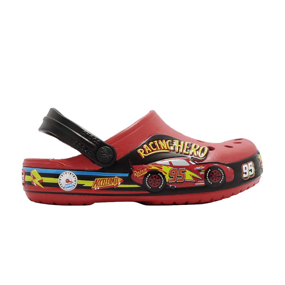 Pre-owned Crocs Disney X Band Clog Toddler 'fun Lab Cars Lights - Flame' | Red | Infant Size 8