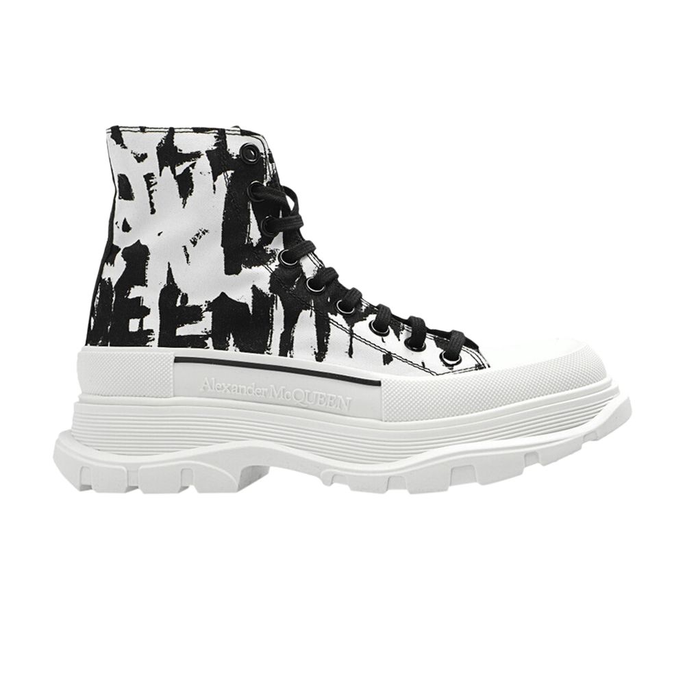Pre-owned Alexander Mcqueen Wmns Tread Slick Boot 'white Black' | Women's Size 37.5