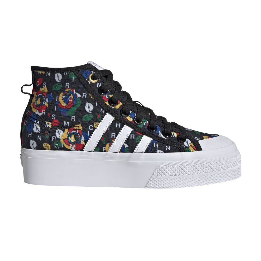 Pre-owned Adidas Originals Rich Mnisi X Wmns Nizza Platform Mid 'pop-art Roses' In Black