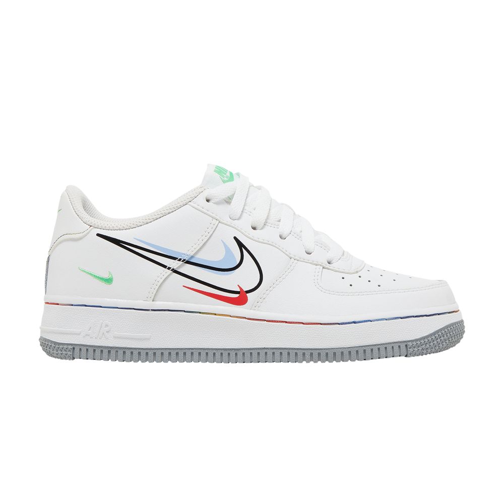 Pre-owned Nike Air Force 1 Low Gs 'multi Swoosh' | White | Kid's Size 7
