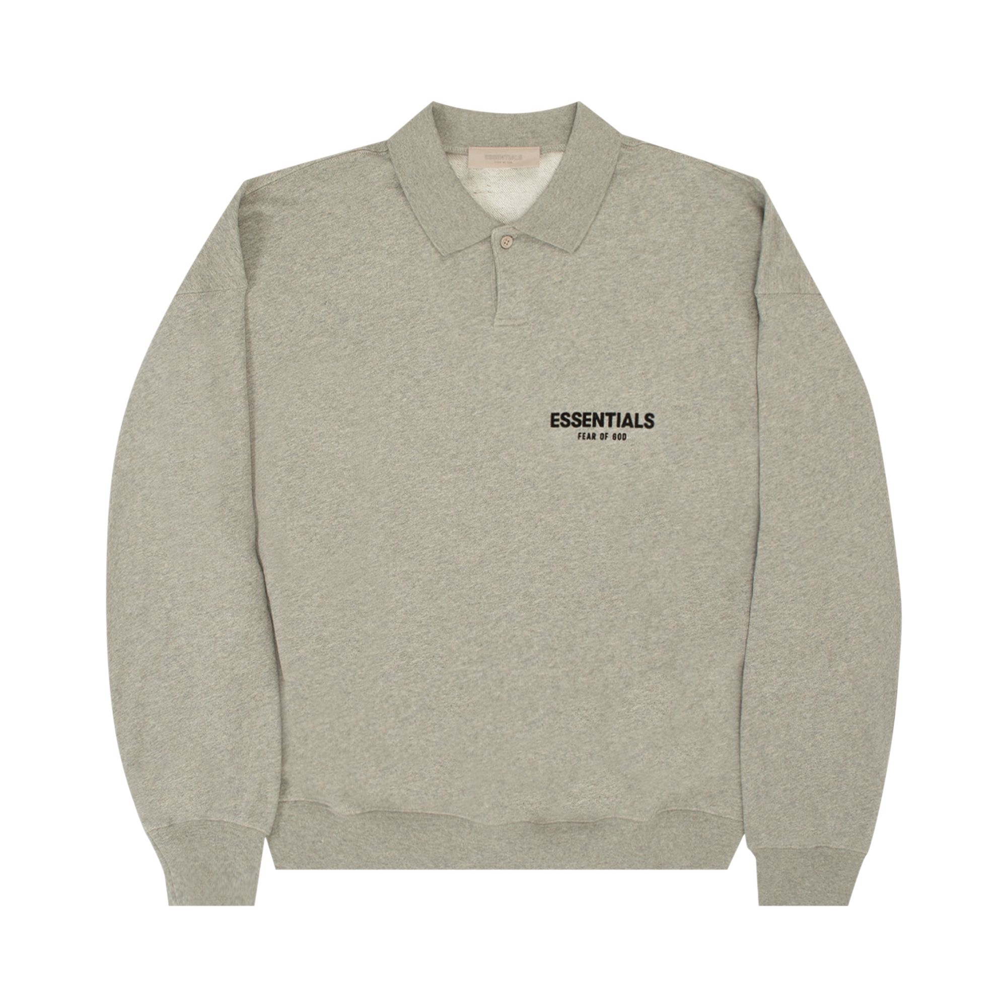 Fear of God Essentials Long-Sleeve Polo 'Dark Oatmeal' | Grey | Men's Size L
