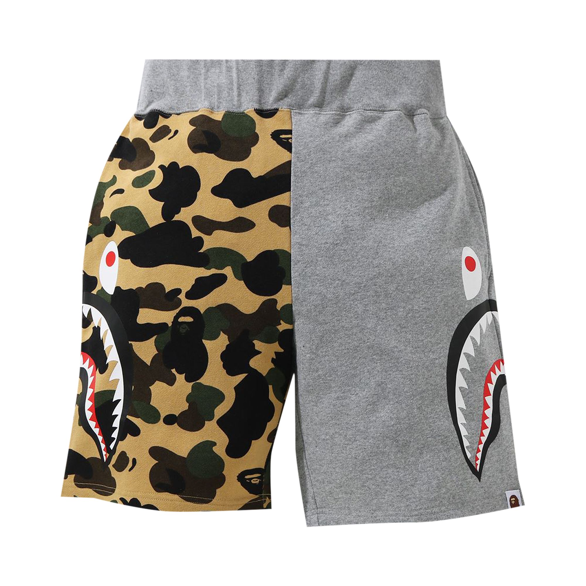 BAPE 1st Camo Half Side Shark Sweat Shorts 'Yellow' | Men's Size M