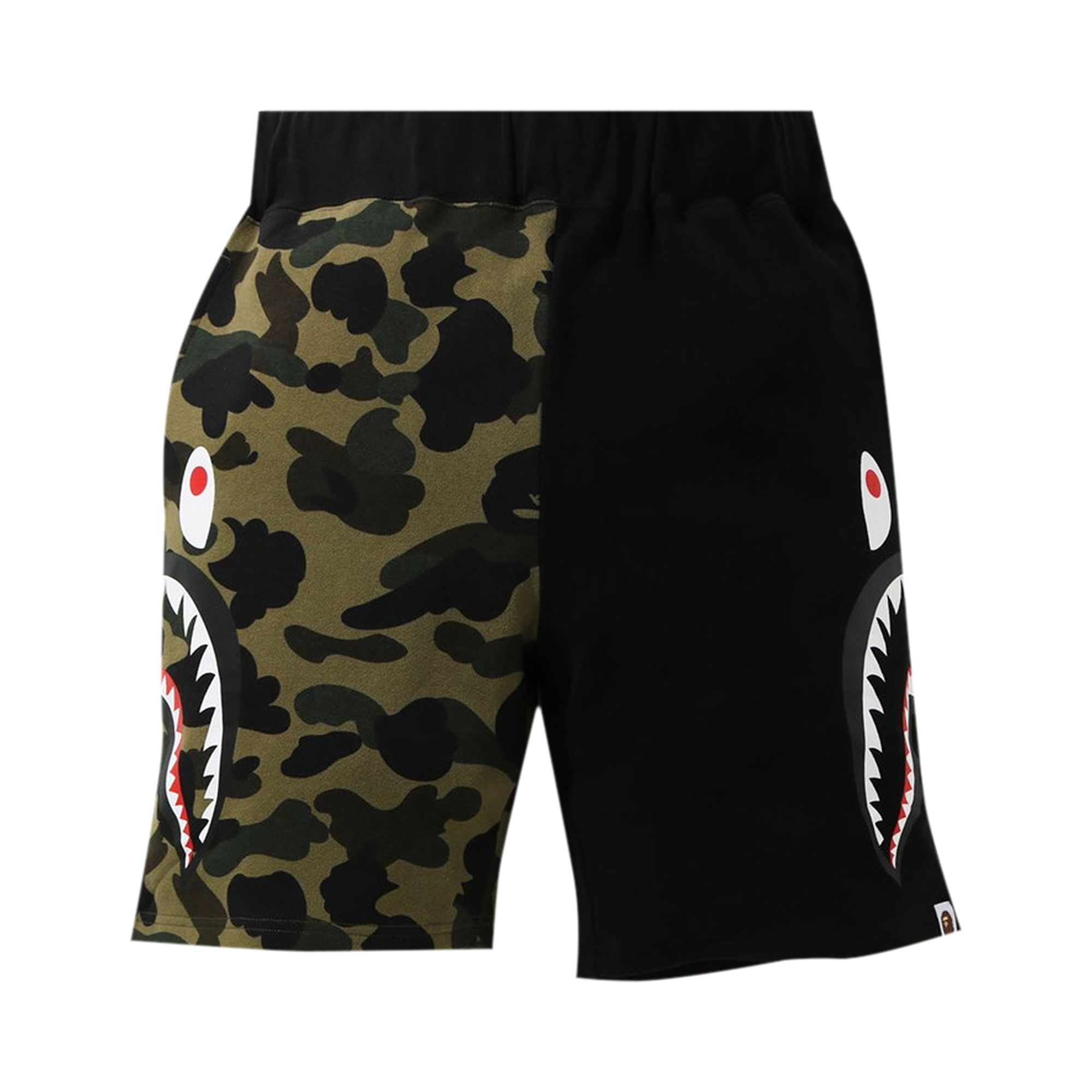 BAPE 1st Camo Half Side Shark Sweat Shorts 'Green' | Men's Size XL