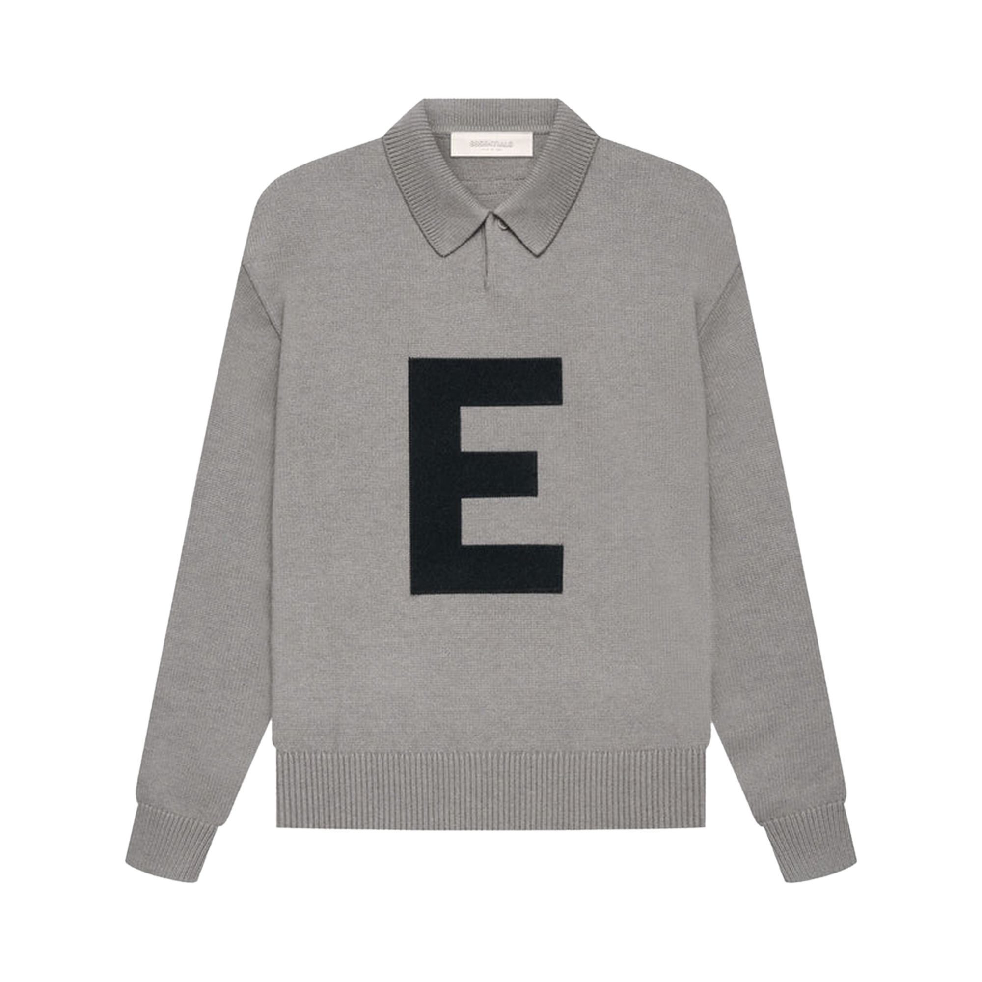 Fear of God Essentials Kids Big E Knit Polo 'Dark Oatmeal' | Grey | Kid's Size 12
