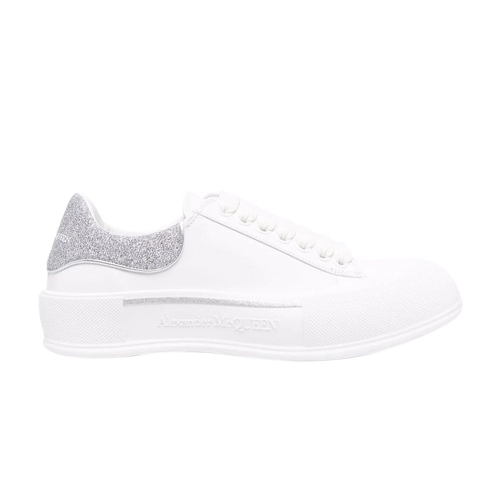 Pre-owned Alexander Mcqueen Deck Lace-up Plimsoll 'white Silver' | Men's Size 39