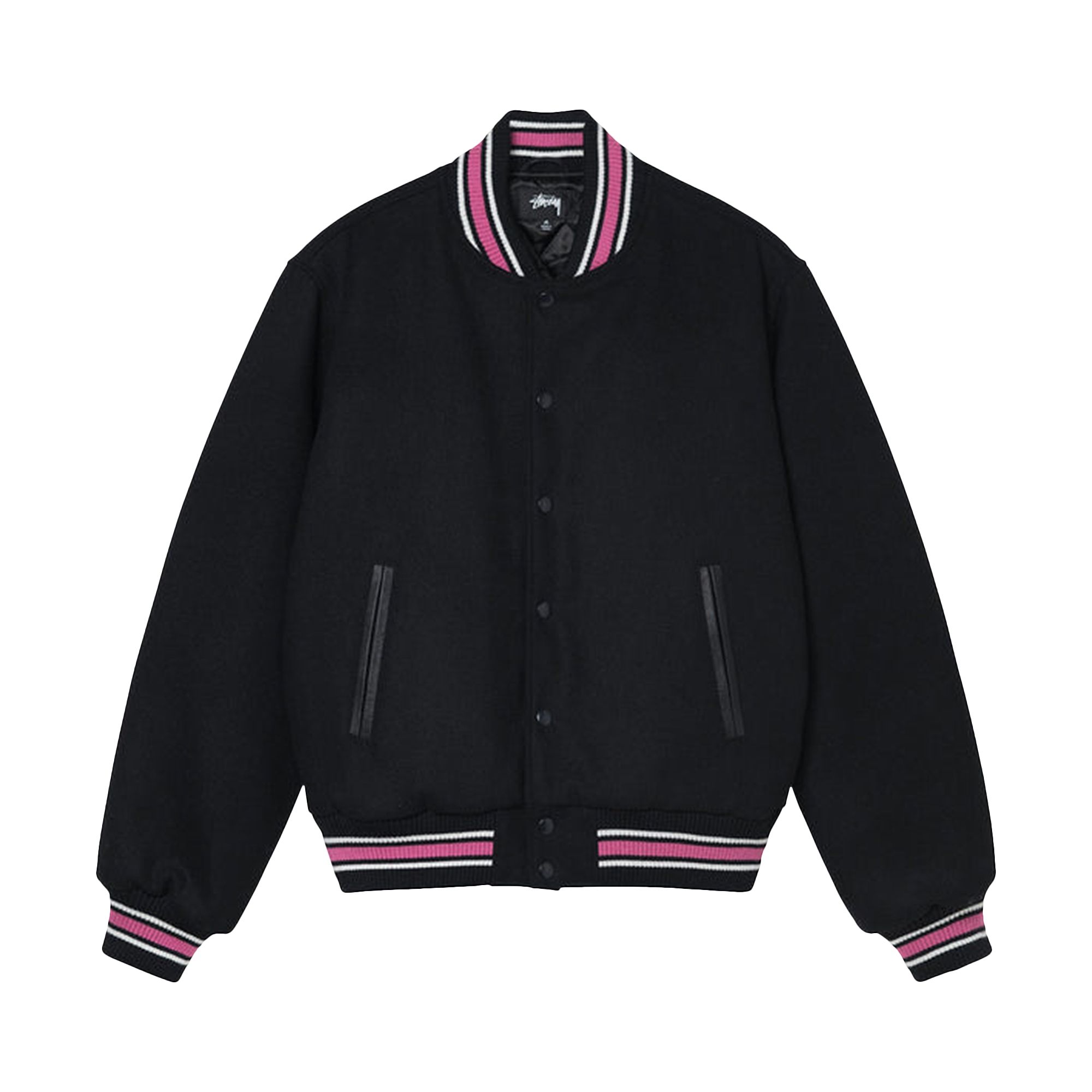 Stussy S Talk Melton Varsity Jacket 'Black' | Men's Size M