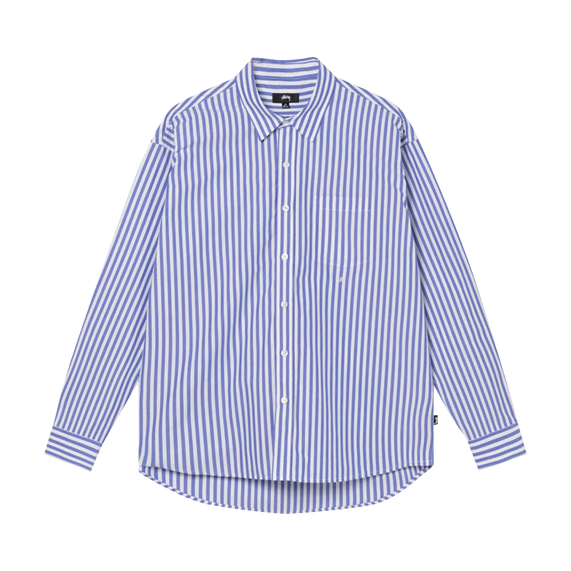 Stussy Classic Poplin Shirt 'Blue Stripe' | Men's Size L