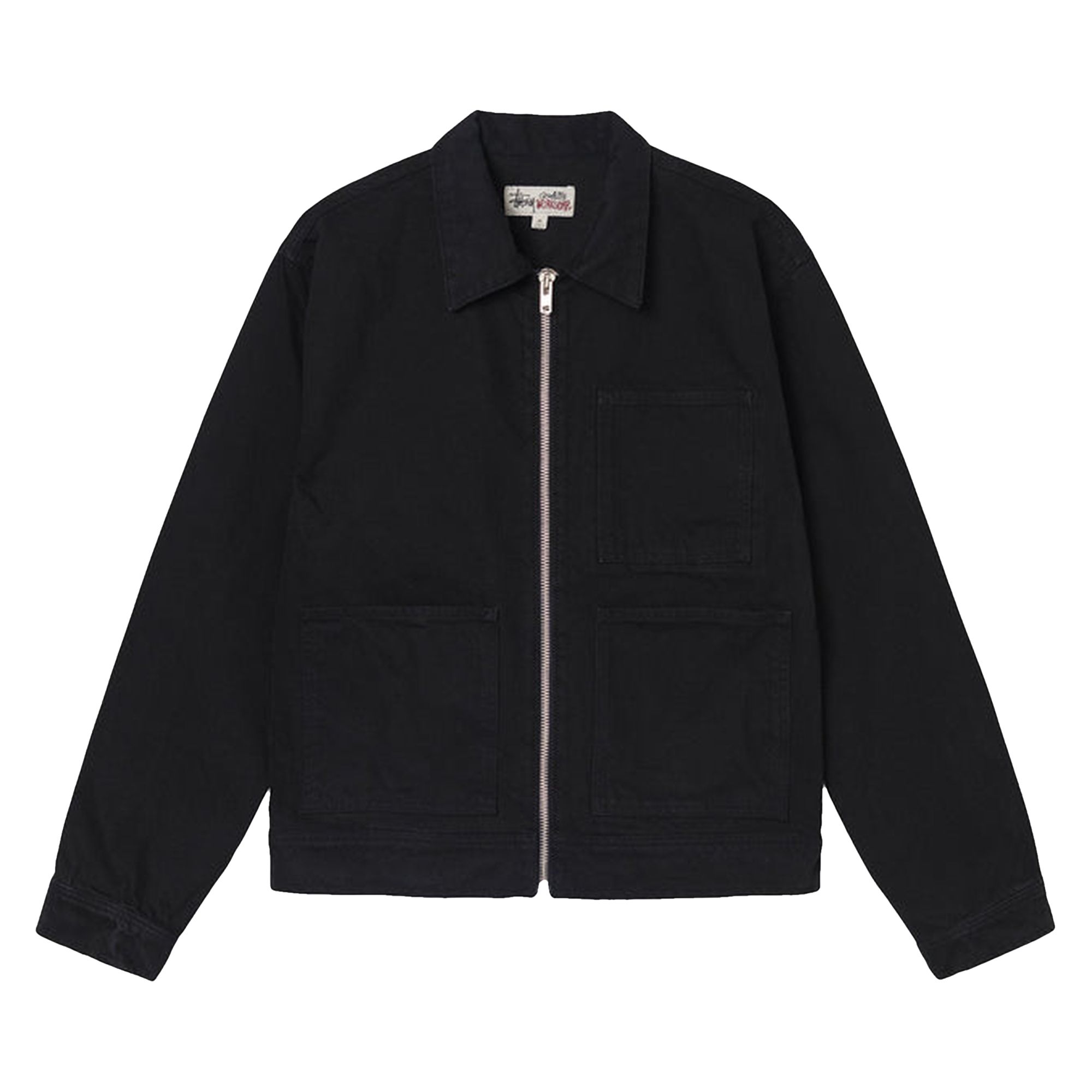 Stussy Overdyed Zip Work Jacket 'Black' | Men's Size XL