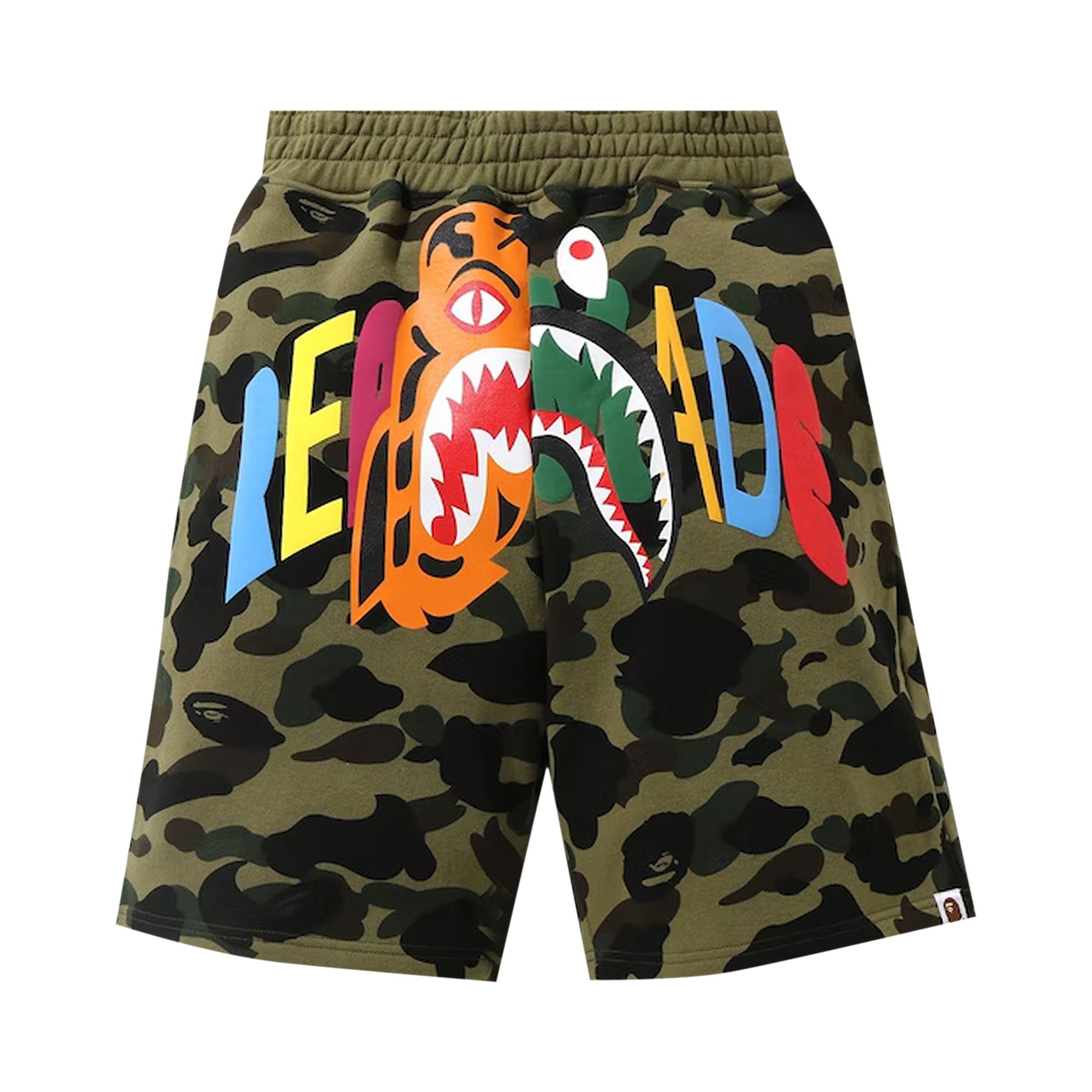 BAPE x READYMADE Tiger Shark Wide Sweat Shorts 'Green' | Men's Size L
