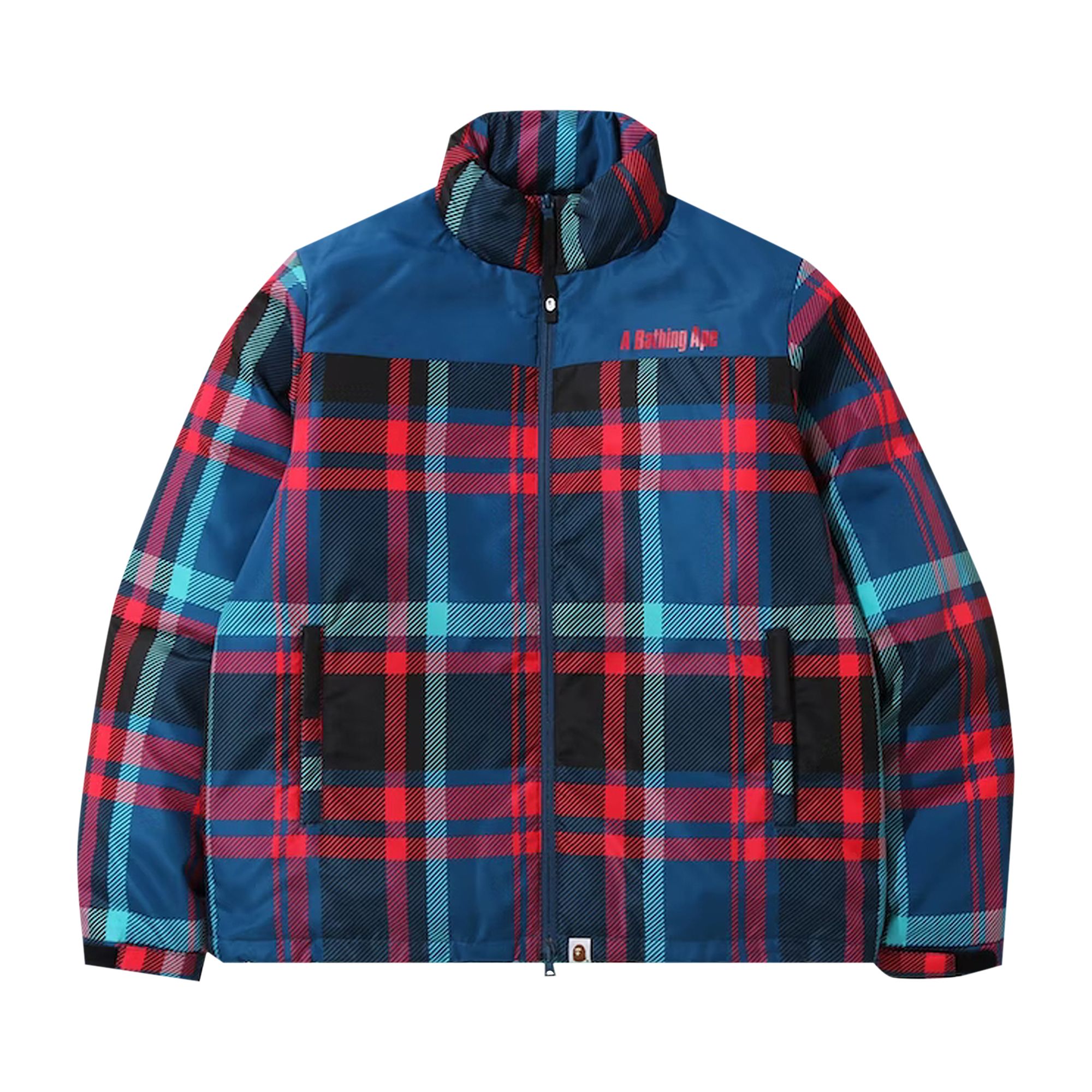 BAPE Check Down Jacket 'Navy' | Blue | Men's Size S