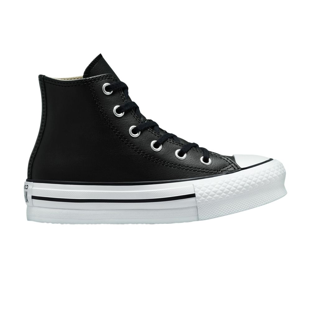 Converse Chuck Taylor All Star Lift Platform Leather High GS 'Black Natural Ivory' | Kid's Size 12