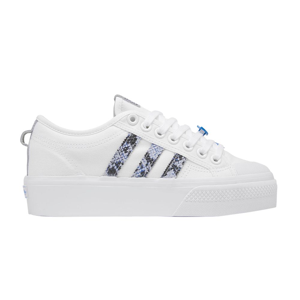 Pre-owned Adidas Originals Wmns Nizza Platform 'snakeskin - White Focus Blue'