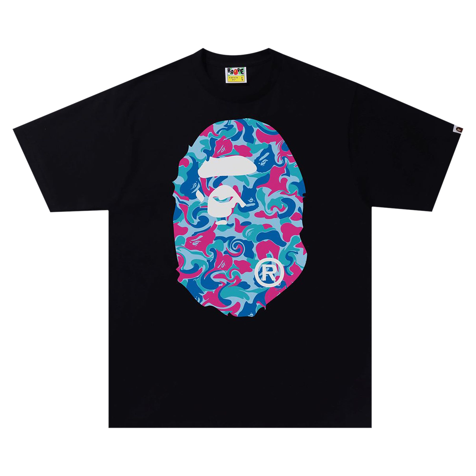 BAPE Marble Camo Big Ape Head Tee 'Black' | Men's Size XL