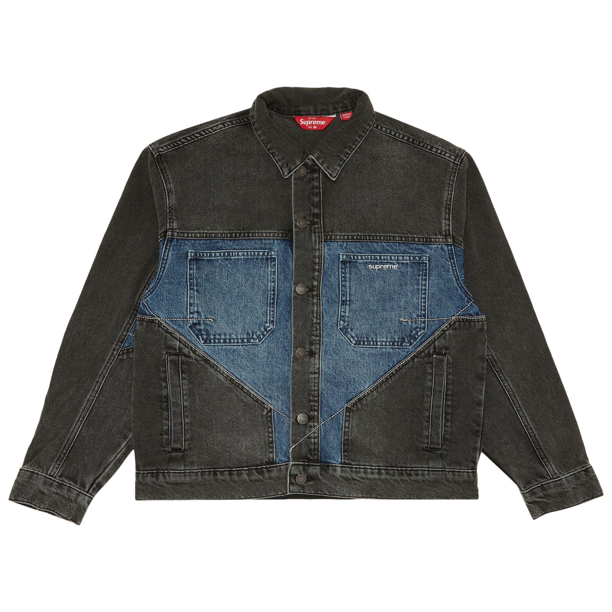 Supreme 2-Tone Paneled Denim Jacket 'Black' | Men's Size M