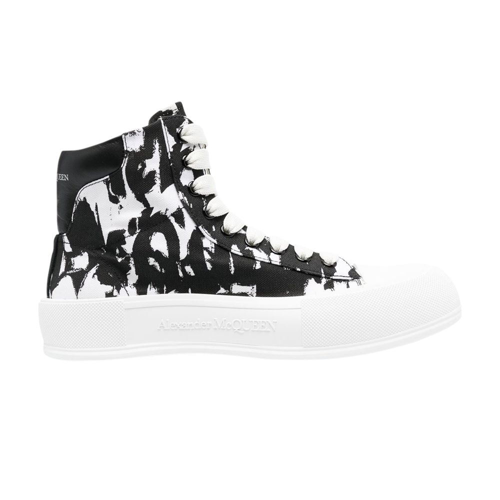 Pre-owned Alexander Mcqueen Deck Plimsoll High 'graffiti' | Black | Men's Size 41